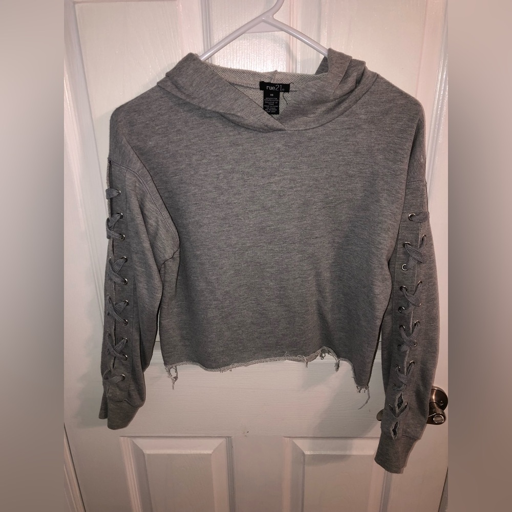 Rue21 XS hoodie with lace up sleeves